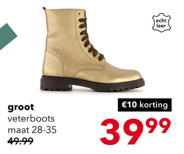 Aanbieding: Groot leren meisjes veterboots metallic goud