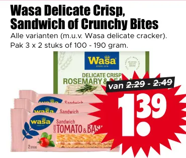 Aanbieding: Wasa Delicate Crisp, Sandwich of Crunchy Bites