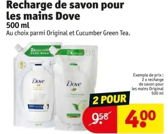 Offre: Recharge de savon pour les mains Dove