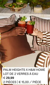Offre: PALM HEIGHTS X H&M HOME lot de 2 verred a eau
