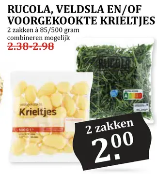 Aanbieding: RUCOLA, VELDSLA EN/OF VOORGEKOOKTE KRIELTJES