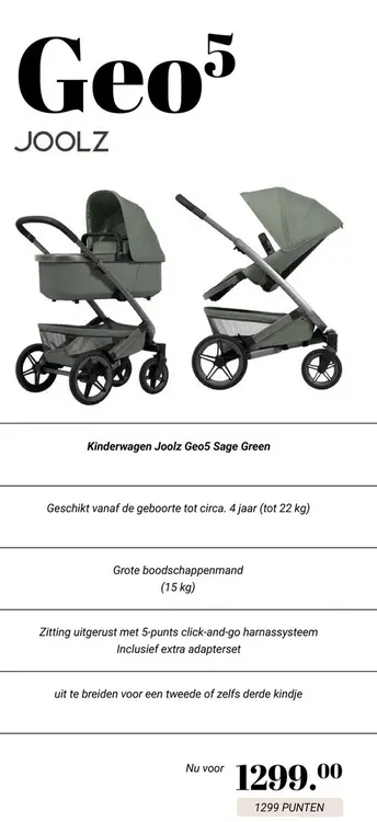Aanbieding: Kinderwagen Joolz Geo5 Sage Green