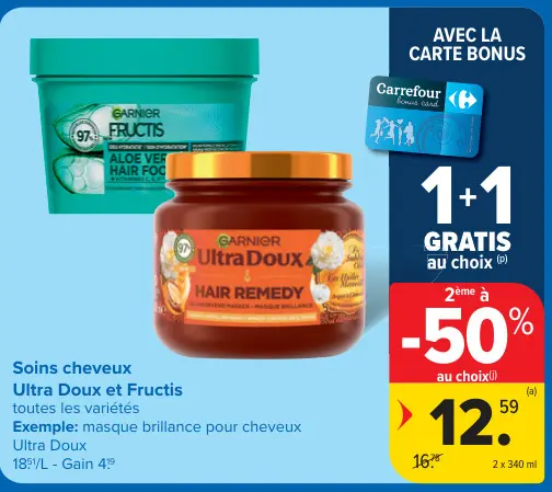 Offre: Masque capillaire Ultra Doux et Fructis