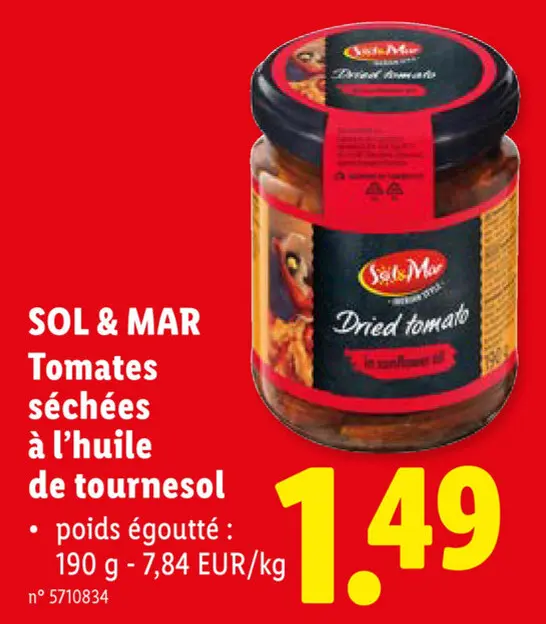 Offre: Tomates séchées à l'huile de tournesol
