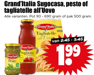 Aanbieding: Sugocasa, pesto of tagliatelle all'Uovo