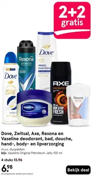 Aanbieding: Dove, Zwitsal, Axe, Rexona en Vaseline deodorant, bad, douche, hand-, body- en lipverzorging