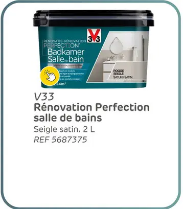 Offre: Peinture v33 rénovation perfection salle de bain seigle satin 2l