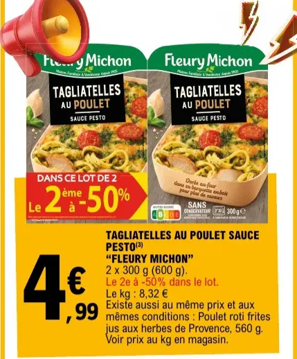 Offre: Tagliatelles au poulet sauce pesto