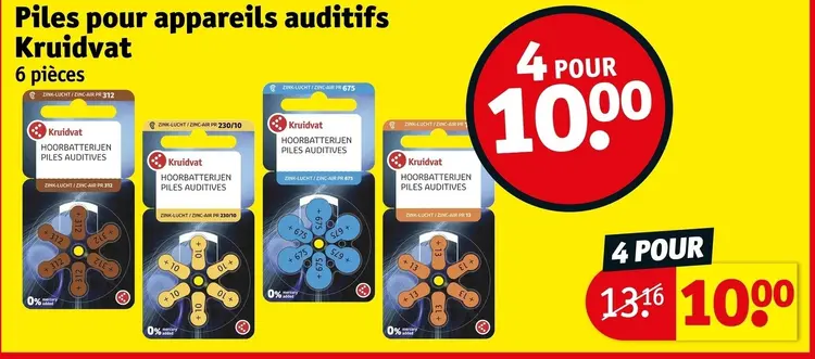 Offre: Piles pour appareils auditifs