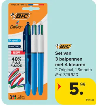 Aanbieding: Set van 3 balpennen met 4 kleuren