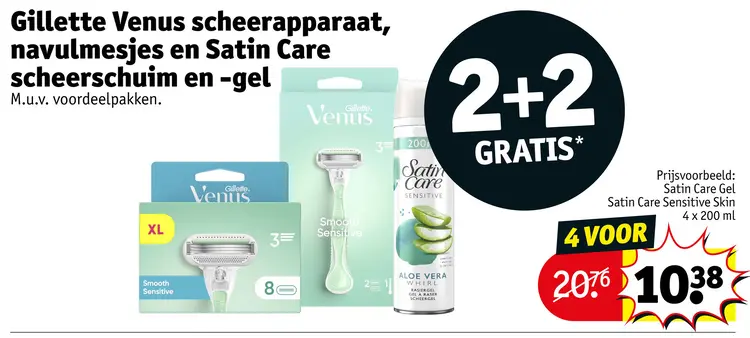 Aanbieding: Gillette Venus scheerapparaat, navulmesjes en Satin Care scheerschuim en -gel