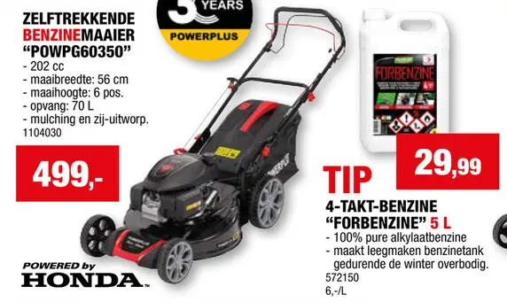 Promotie: Powerplus POWPG60350 benzine grasmaaier zelftrekkend 202cc 56cm