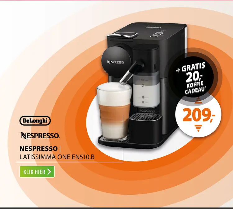 Aanbieding: DeLonghi Lattissima One EN510.B & Milk Zwart