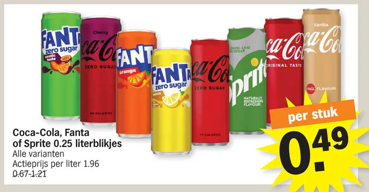 Aanbieding: Coca-Cola, Fanta of Sprite