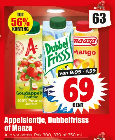 Aanbieding: Appelsientje, Dubbelfrisss of Maaza