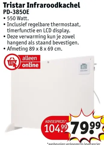 Promotie: Tristar Infraroodkachel PD-3850E