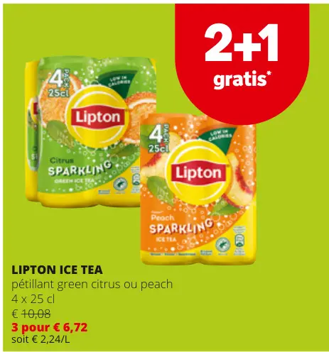 Offre: ICE TEA pétillant green citrus ou peach