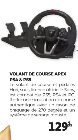 Offre: Volant de course apex ps4 & ps5