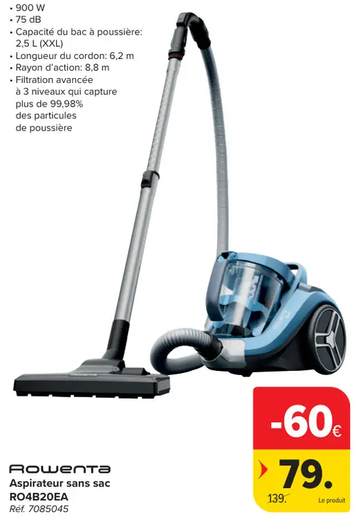 Offre: Aspirateur sans sac RO4B20EA