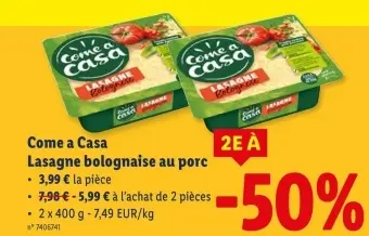 Offre: Lasagne bolognaise au porc