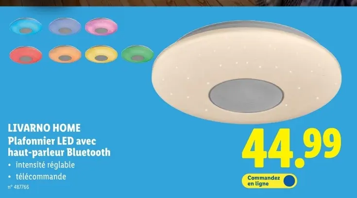 Offre: Plafonnier LED avec haut-parleur Bluetooth
