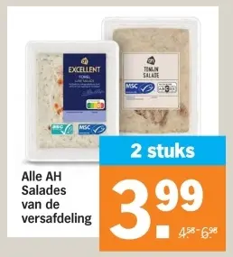 Aanbieding: Alle AH Salades van de versafdeling