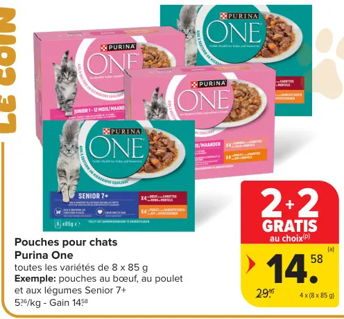 Offre: Pouches pour chats Purina One