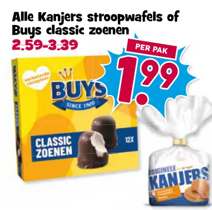 Aanbieding: Kanjers stroopwafels of Buys classic zoenen