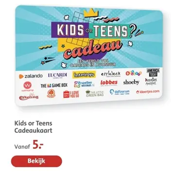 Aanbieding: Kids or Teens Cadeaukaart