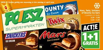 Aanbieding: Mars, Twix, Snickers of Bounty ice bars
