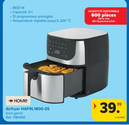 Offre: Airfryer HAF9L1800-25