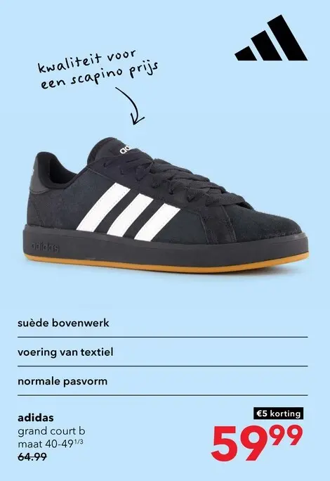 Aanbieding: Adidas Grand Court Base 00s heren sneaker zwart