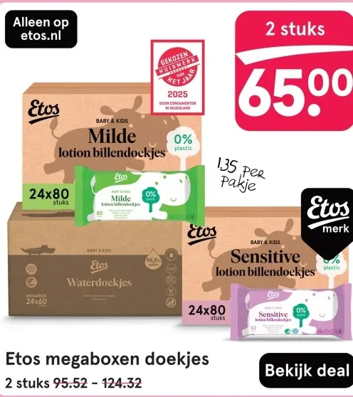 Aanbieding: Etos megaboxen doekjes