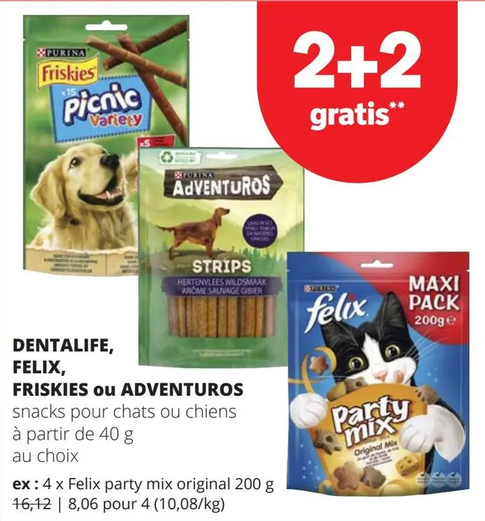 Offre: DENTALIFE, FELIX, FRISKIES ou ADVENTUROS snac