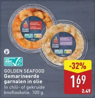 Aanbieding: Gemarineerde garnalen in olie