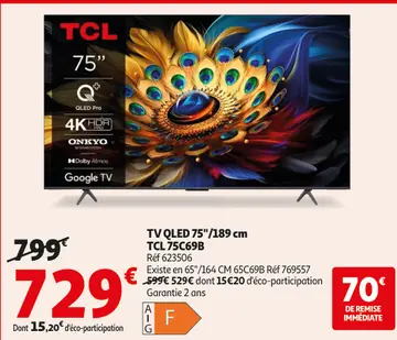 Aanbieding: TV QLED 75"/189 cm TCL 75C69B