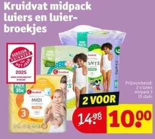 Aanbieding: Kruidvat midpack luiers en luierbroekjes