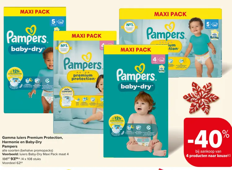 Promotie: Gamma luiers Premium Protection, Harmonie en Baby Dry Pampers
