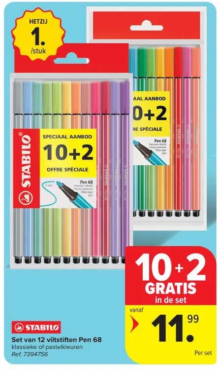 Promotie: Set van 12 viltstiften Pen 68