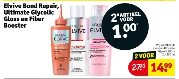 Aanbieding: Elvive Bond Repair, Ultimate Glycolic Gloss en Fiber Booster