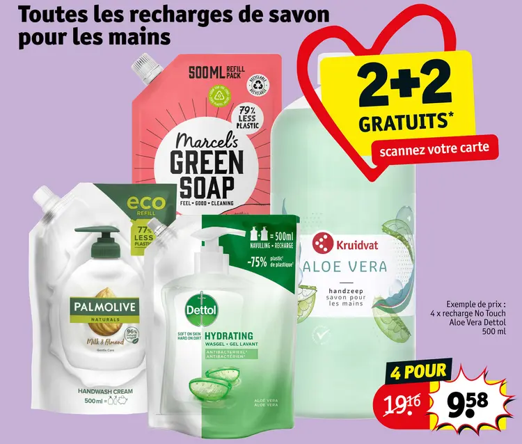Offre: Recharges de savon pour les mains