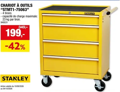 Offre: Stanley servante mobile 75x53x78 cm