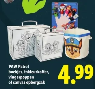 Aanbieding: PAW Patrol boekjes, inkleurkoffer, vingerpopp