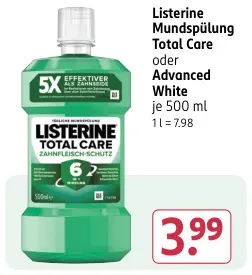 Aanbieding: Listerine Mundspülung Total Care oder Advance