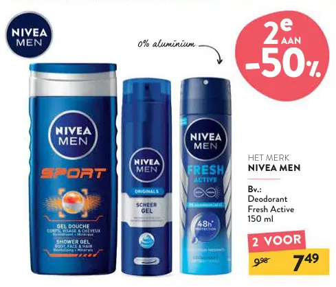 Aanbieding: Nivea Men Deodorant Fresh Active