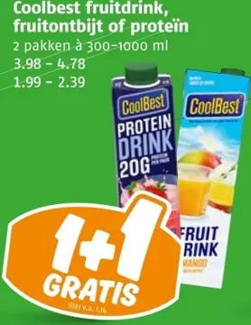 Aanbieding: Coolbest fruitdrink, fruitontbijt of proteïn