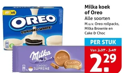 Aanbieding: Milka koek of Oreo