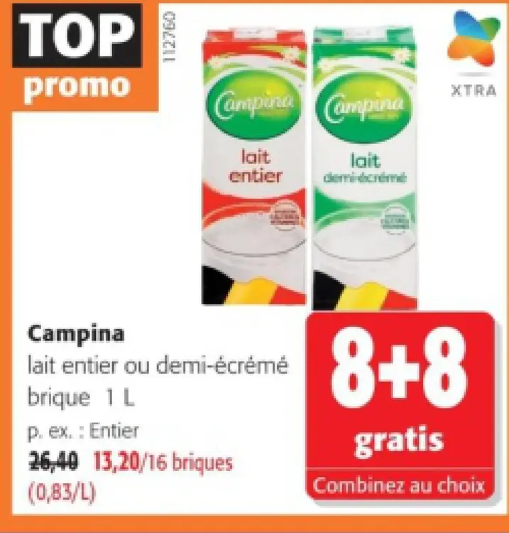 Offre: lait entier ou demi-écrémé