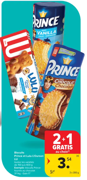 Offre: Biscuits Prince et Lulu L'Ourson