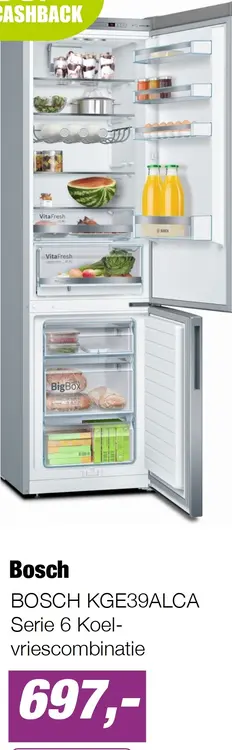 Aanbieding: BOSCH KGE39ALCA Serie 6 Koel-vriescombinatie